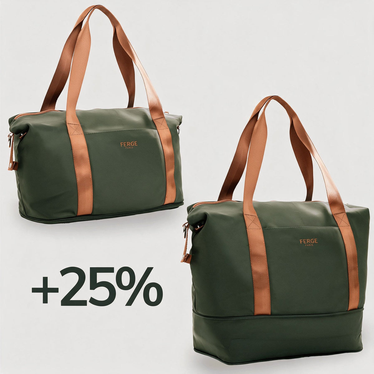 FERGÉ Gepäckset 5-teilig MILANO Kofferset olive mit Zubehör Reisetasche