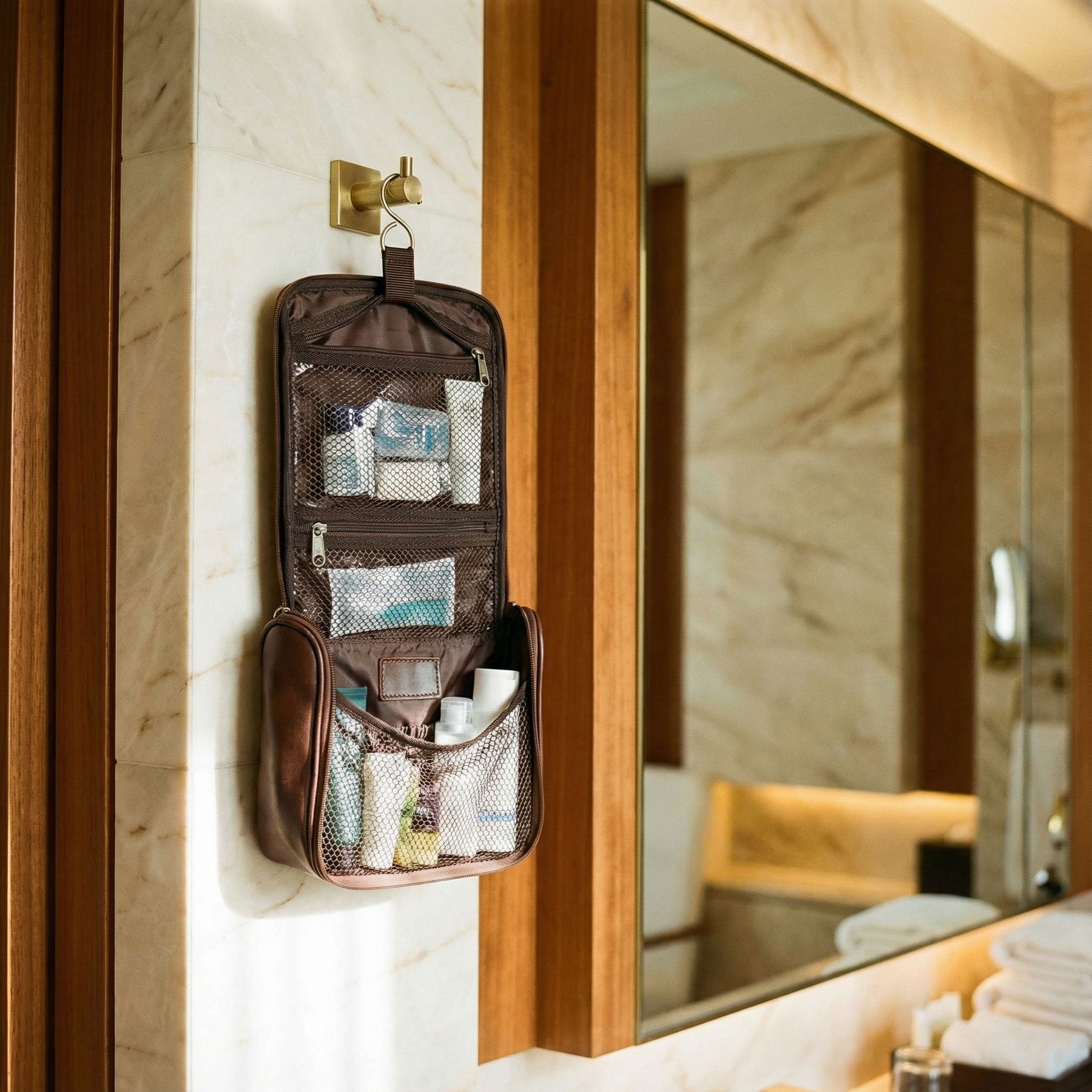 Hanging wash bag PAULINE Natural Leather