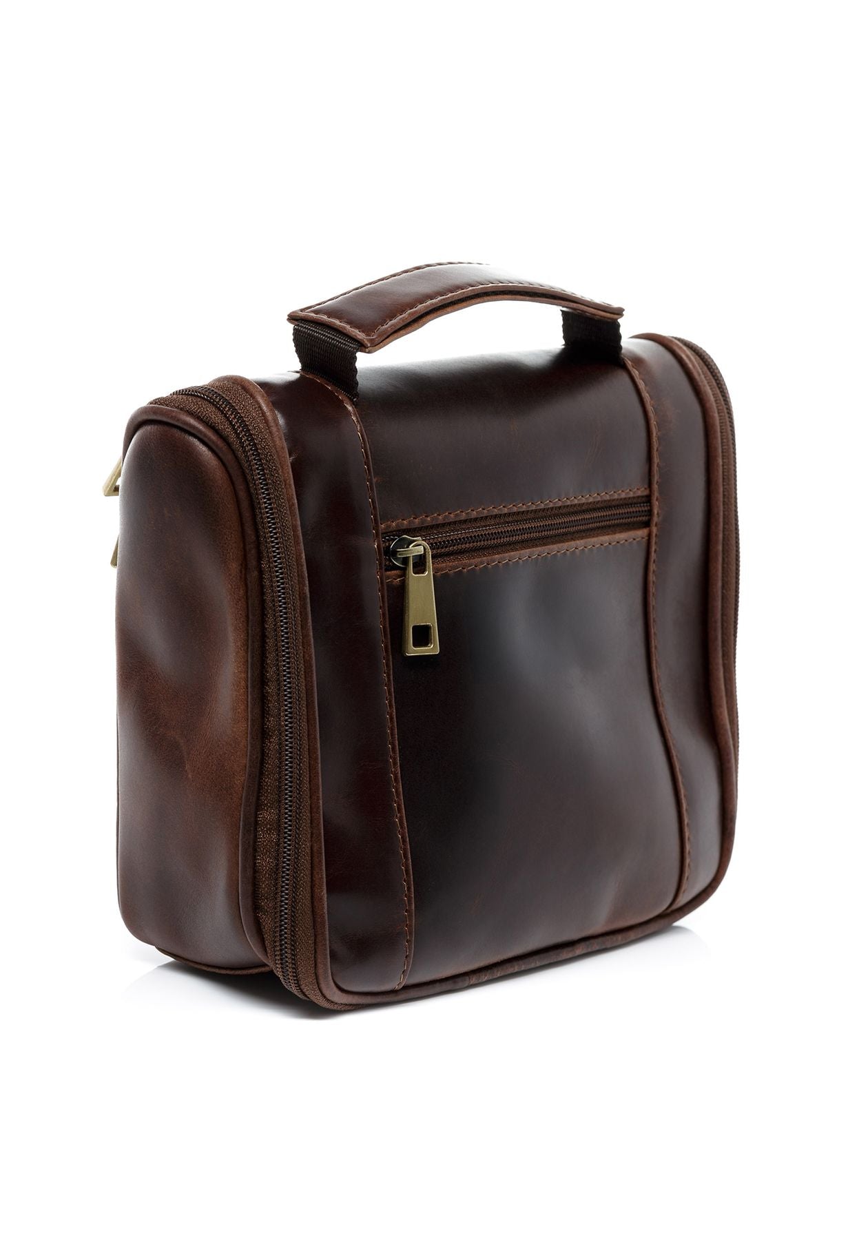 FERGÉ Kulturtasche Leder PAULINE braun Kulturbeutel 48248