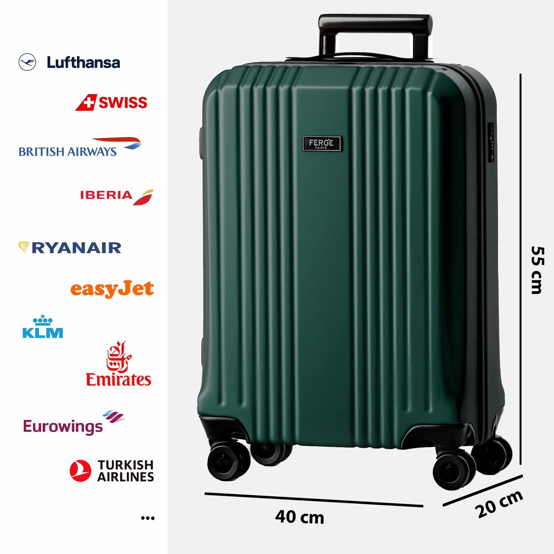 FERGÉ Handgepäckskoffer CANNES Bordgepäck Hartschale 50012