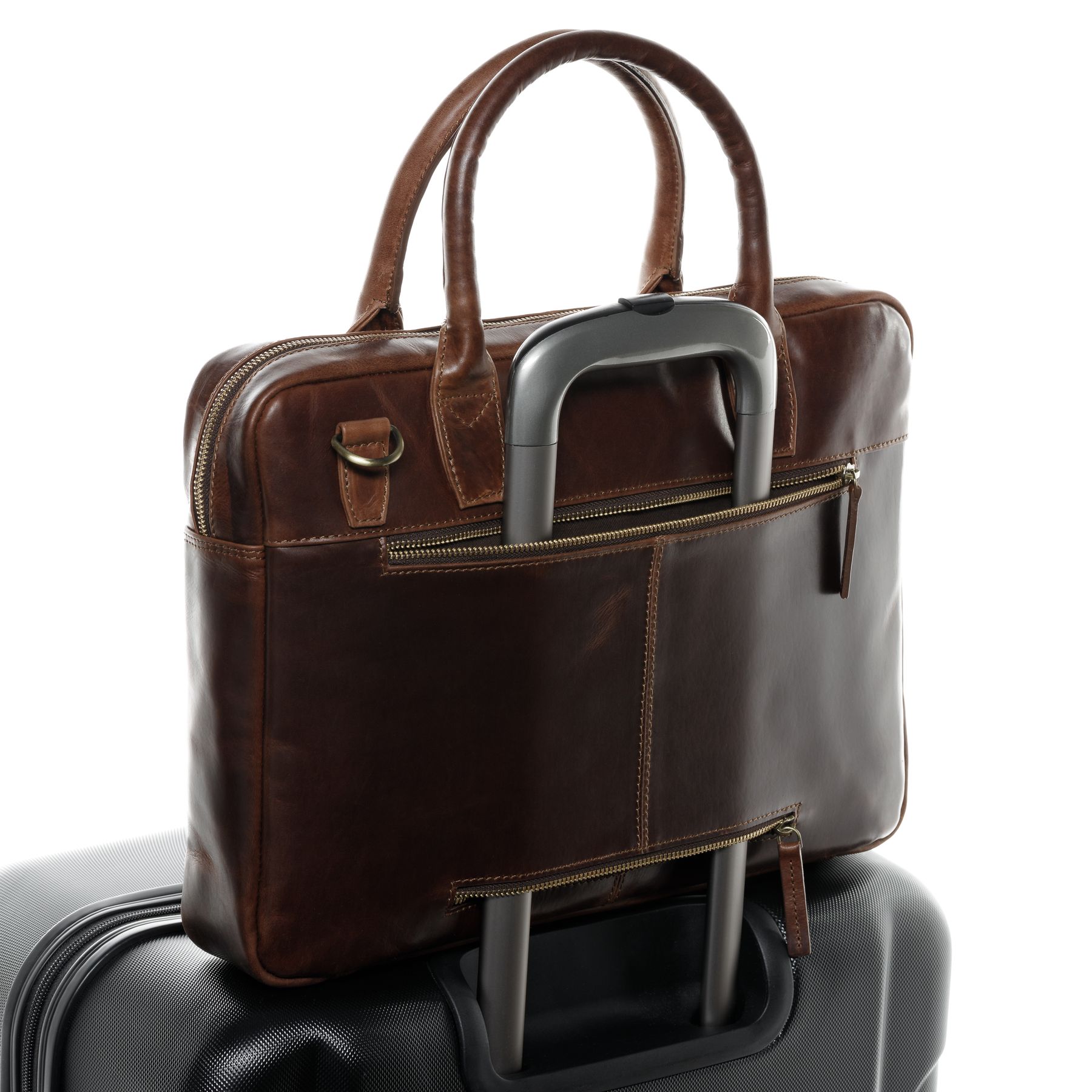 FERGÉ Laptoptasche Leder PARIS braun 15" 48581