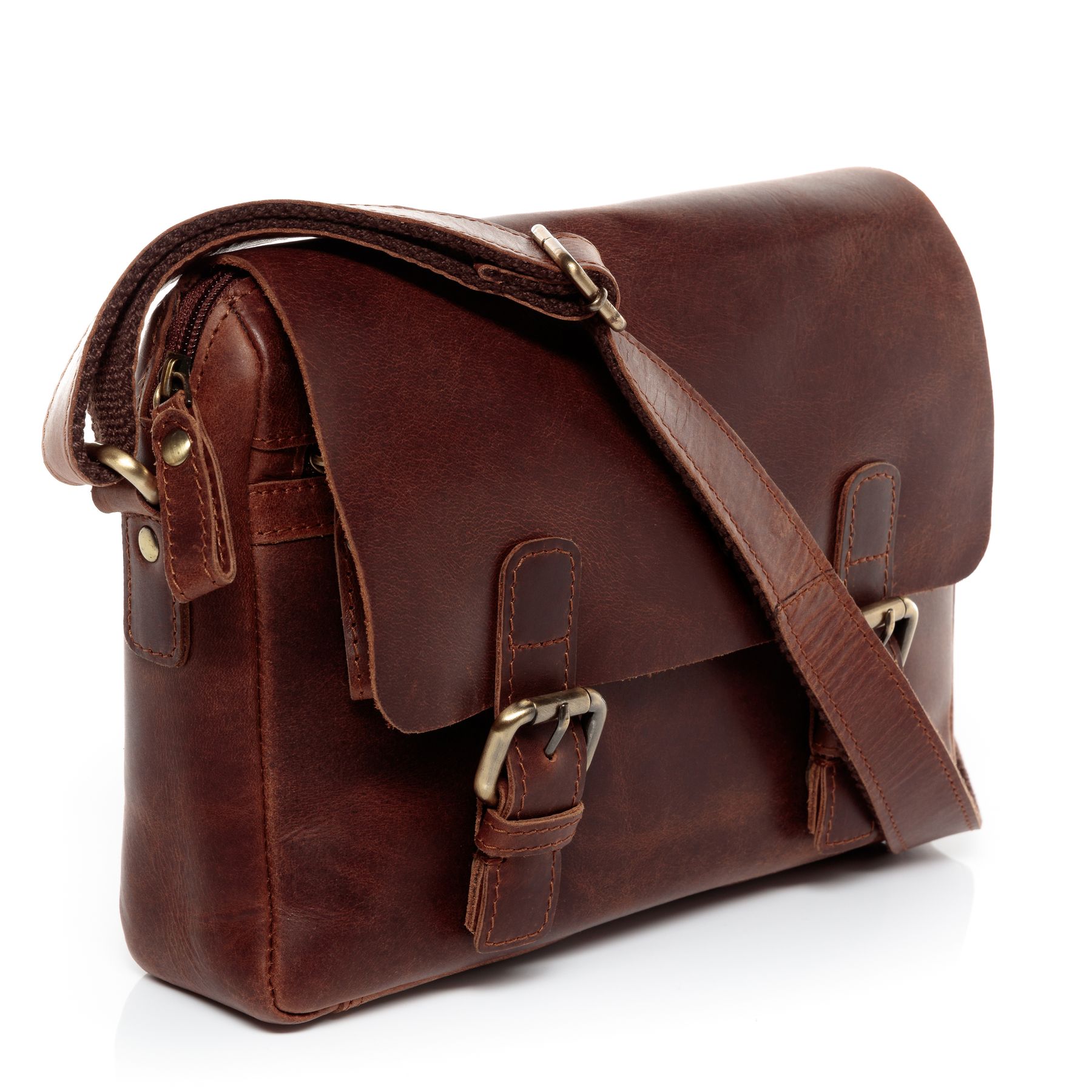 FERGÉ Messenger bag Leder YALE braun Schultertasche 48306