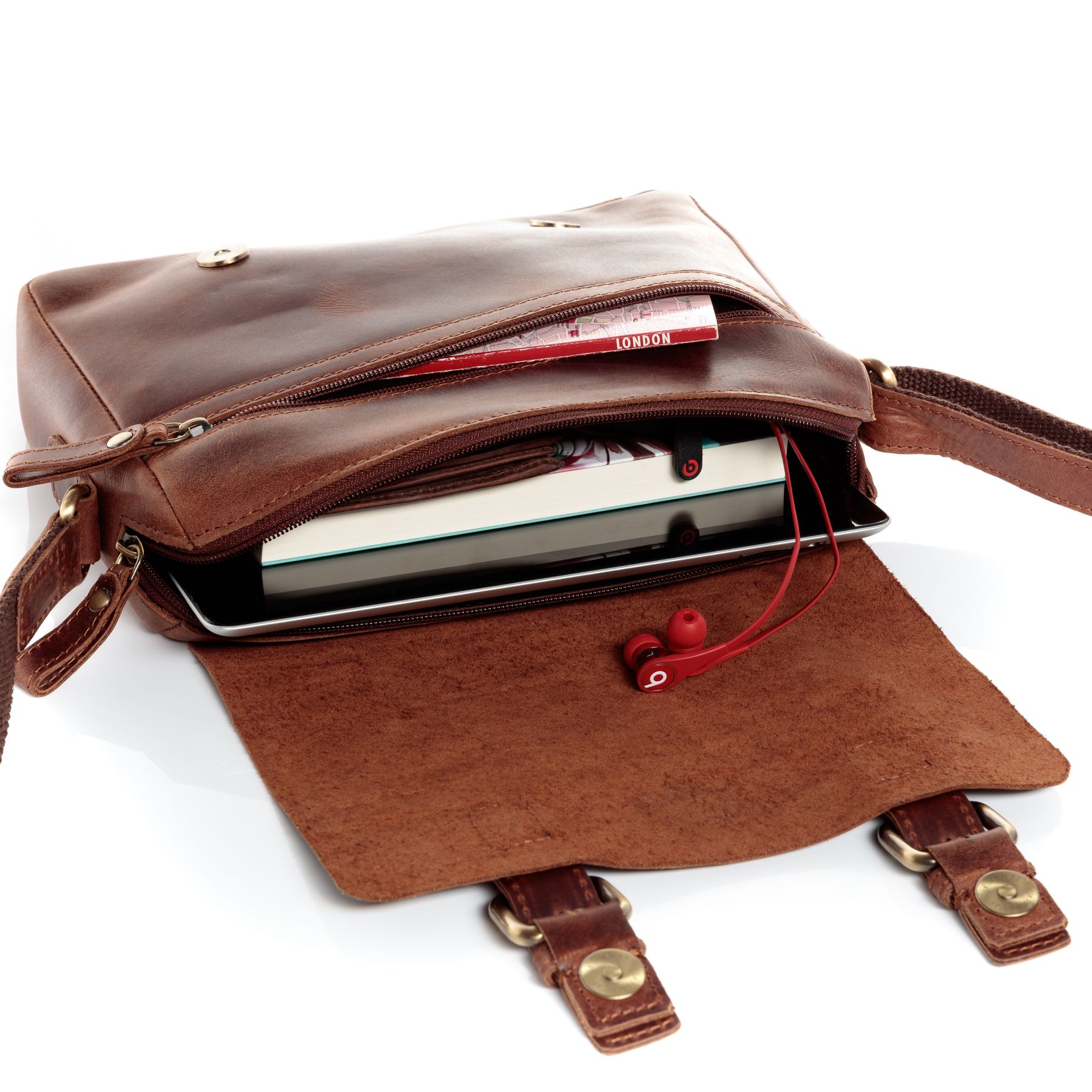 FERGÉ Messenger bag Leder YALE braun Schultertasche 48308