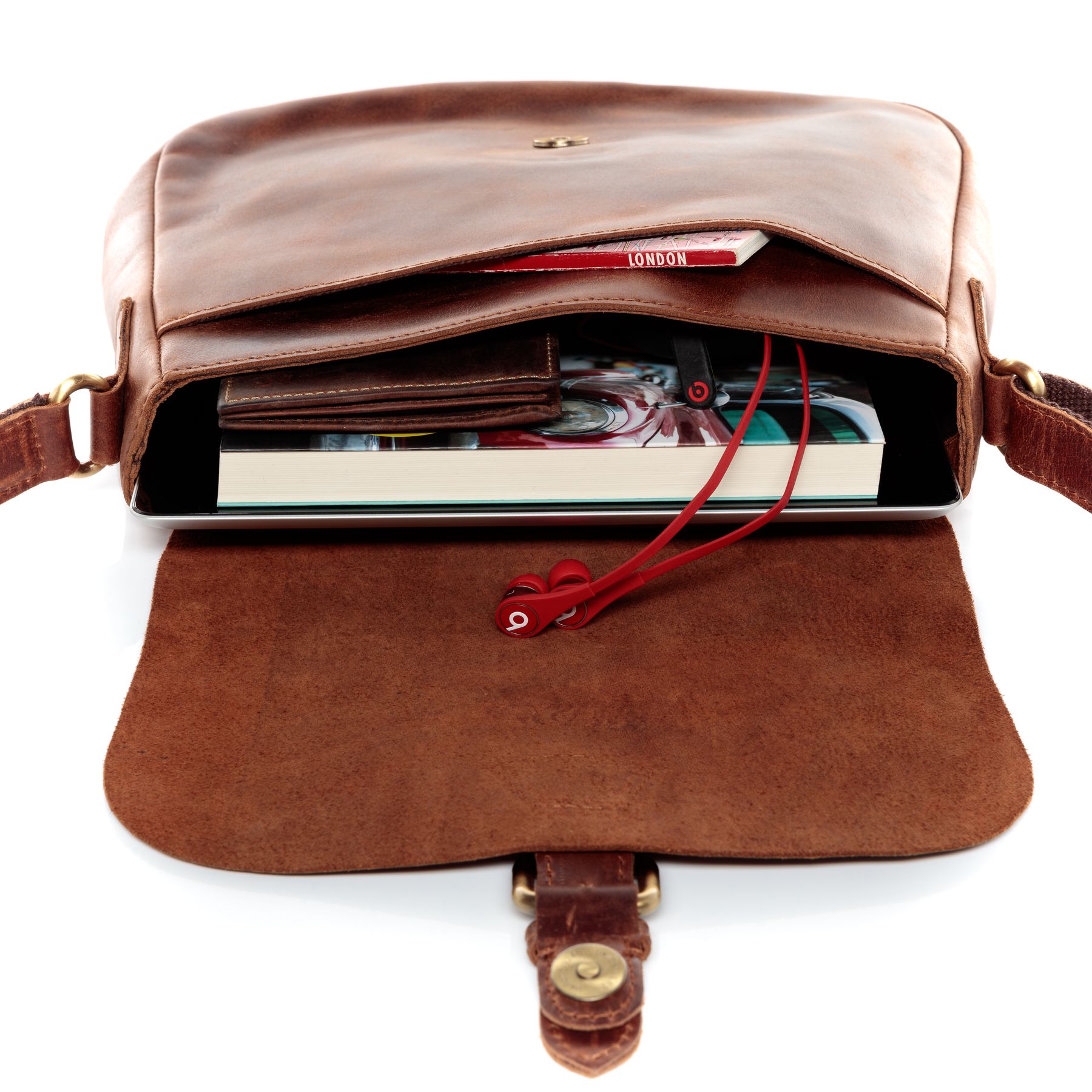 FERGÉ Schultertasche Leder YALE braun Handtasche Leder 48318