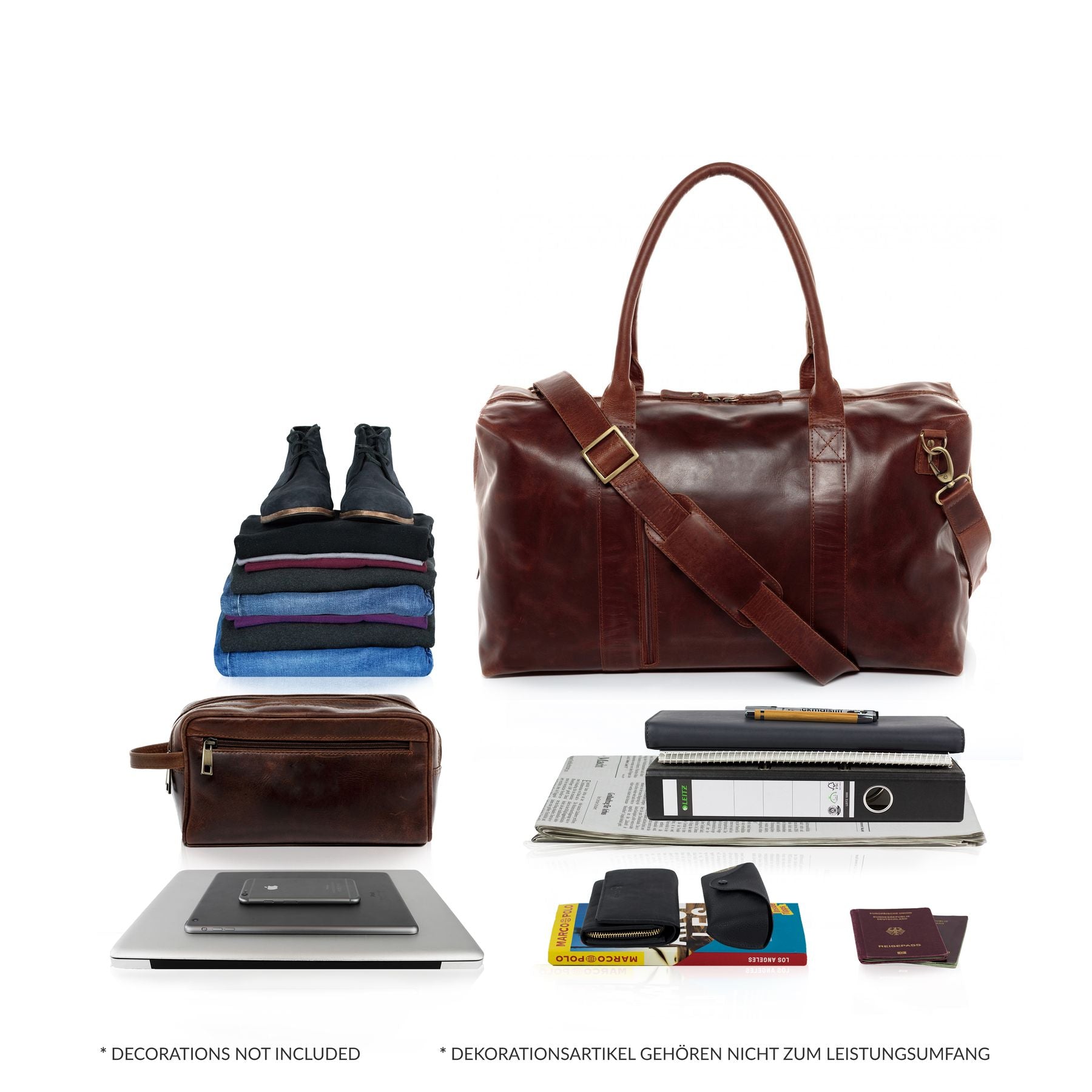 FERGÉ Reisetasche Leder YALE ZIP braun Weekender 48342