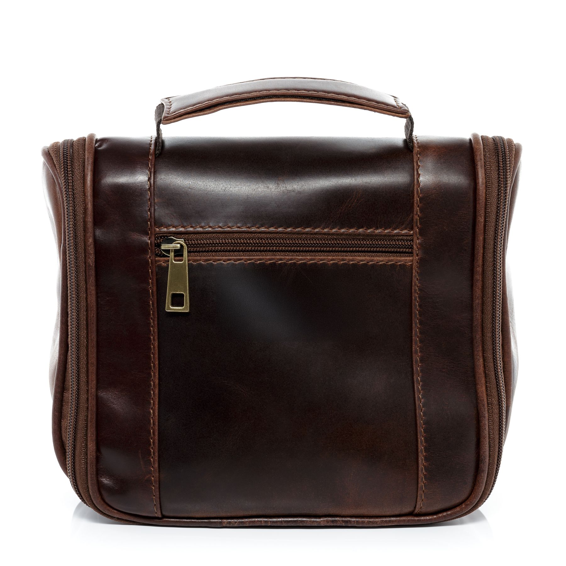FERGÉ Kulturtasche Leder PAULINE braun Kulturbeutel 48246