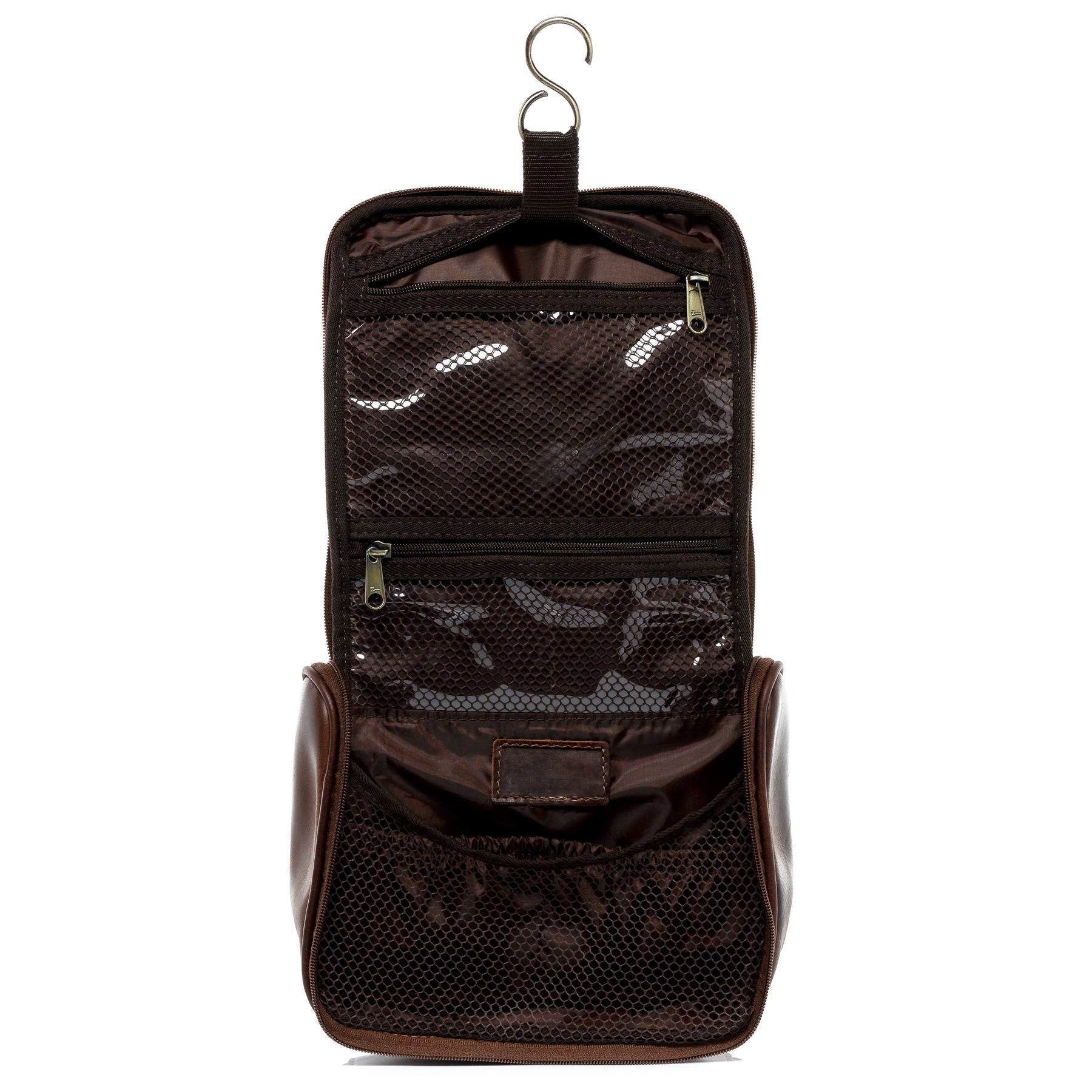 FERGÉ Kulturtasche Leder PAULINE braun Kulturbeutel 48249