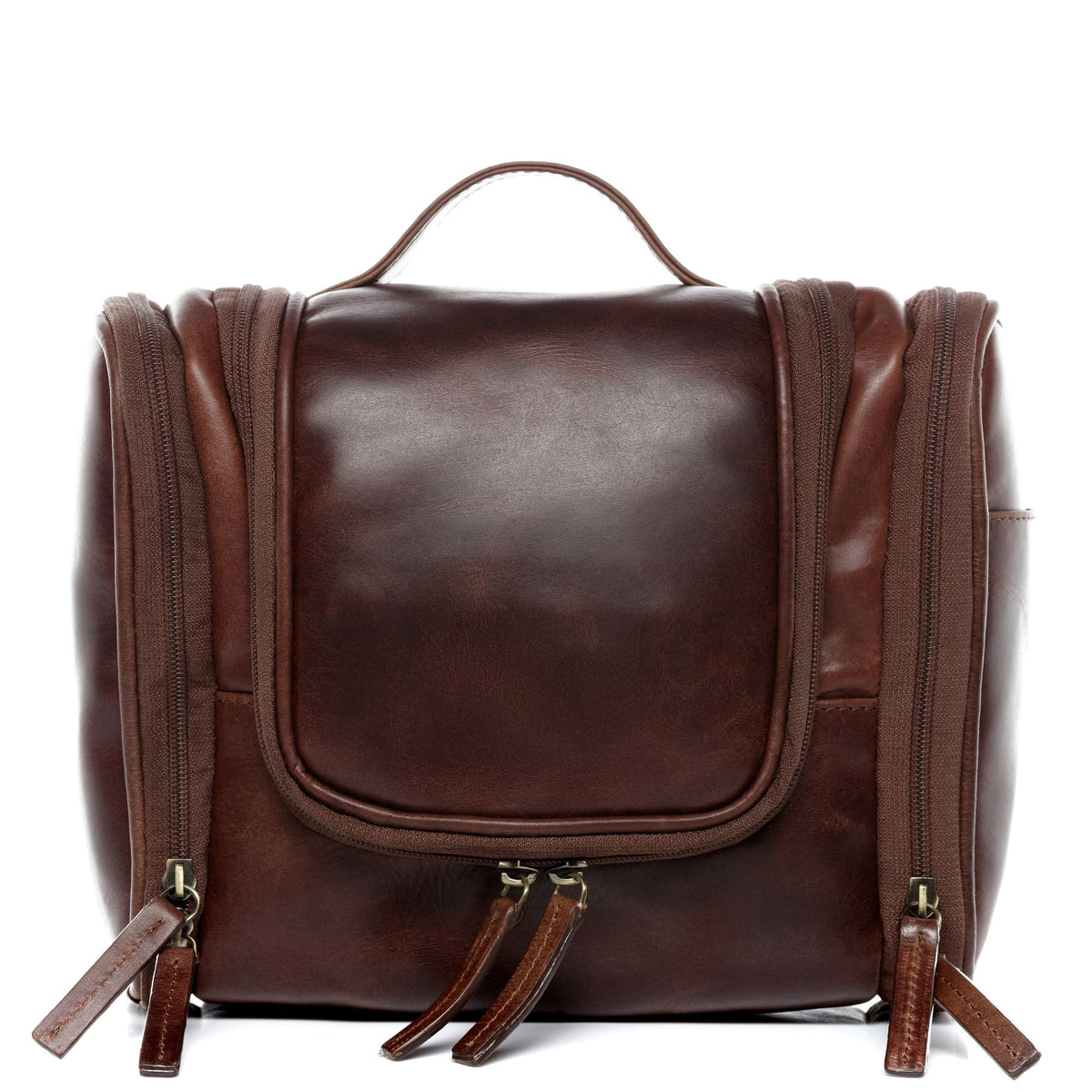 FERGÉ Kulturtasche Leder THEO Hellbraun Kulturbeutel 48598