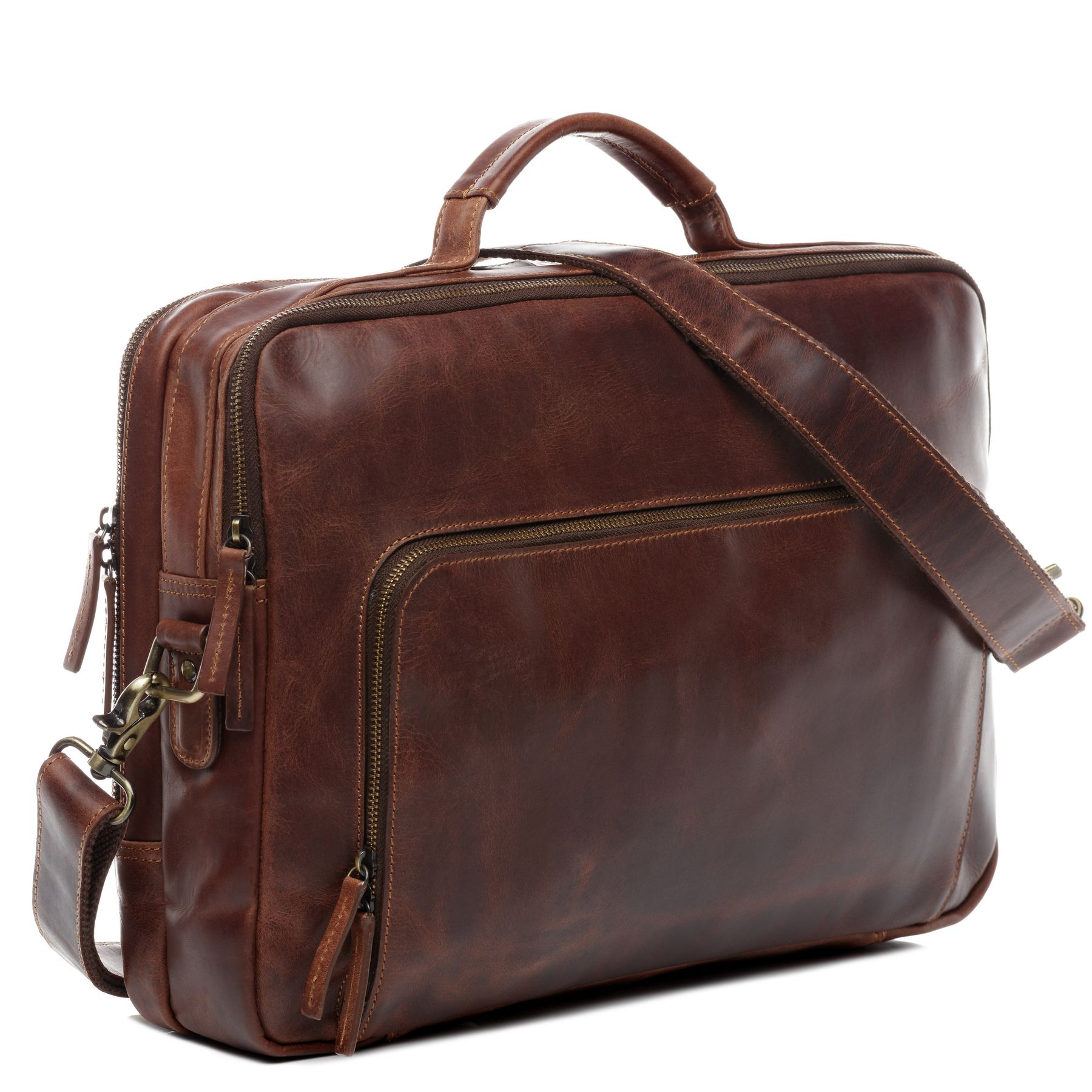 Business office work shoulder bag  laptop case CLEMENT; Natural Leather