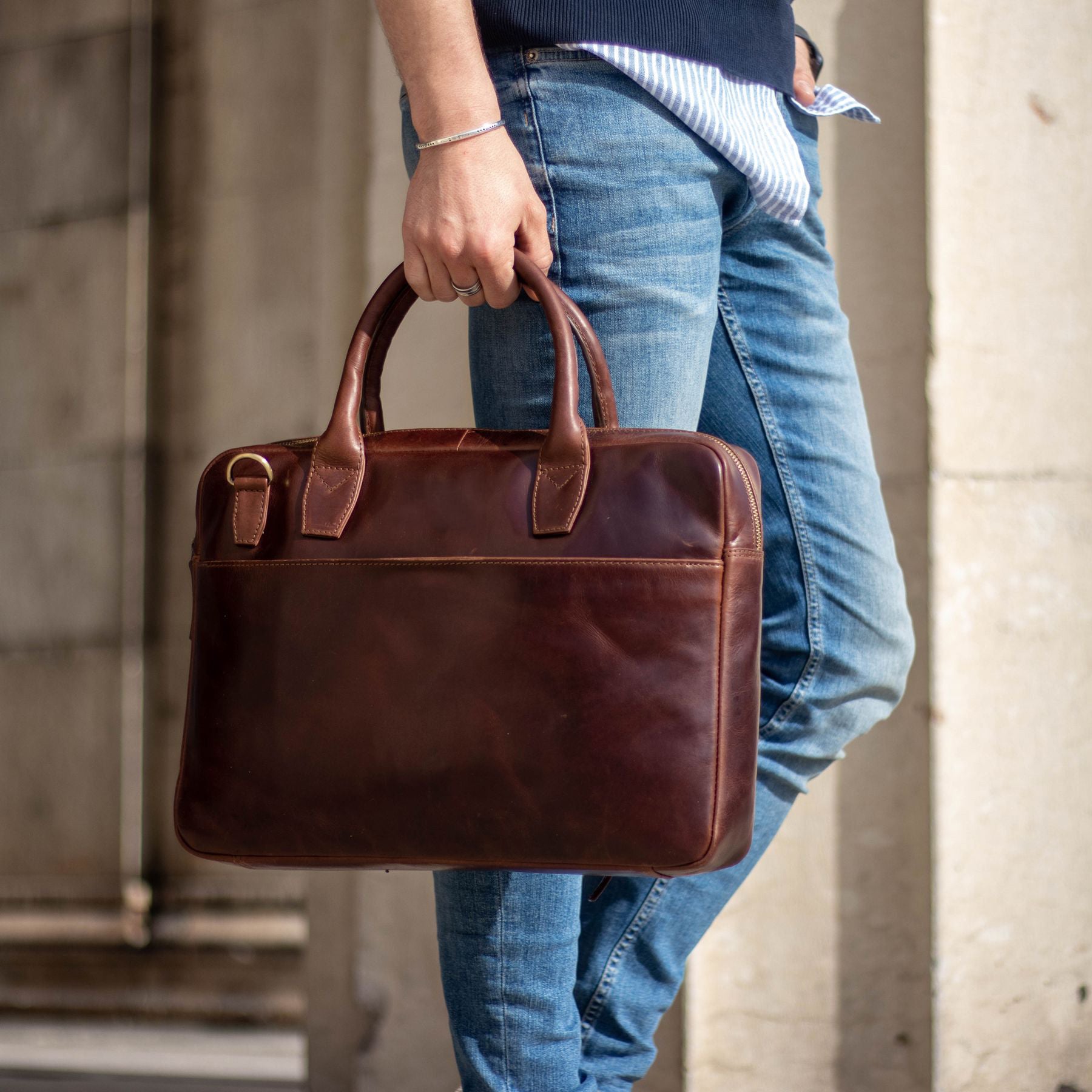 FERGÉ Laptoptasche Leder PARIS braun 15" 48583