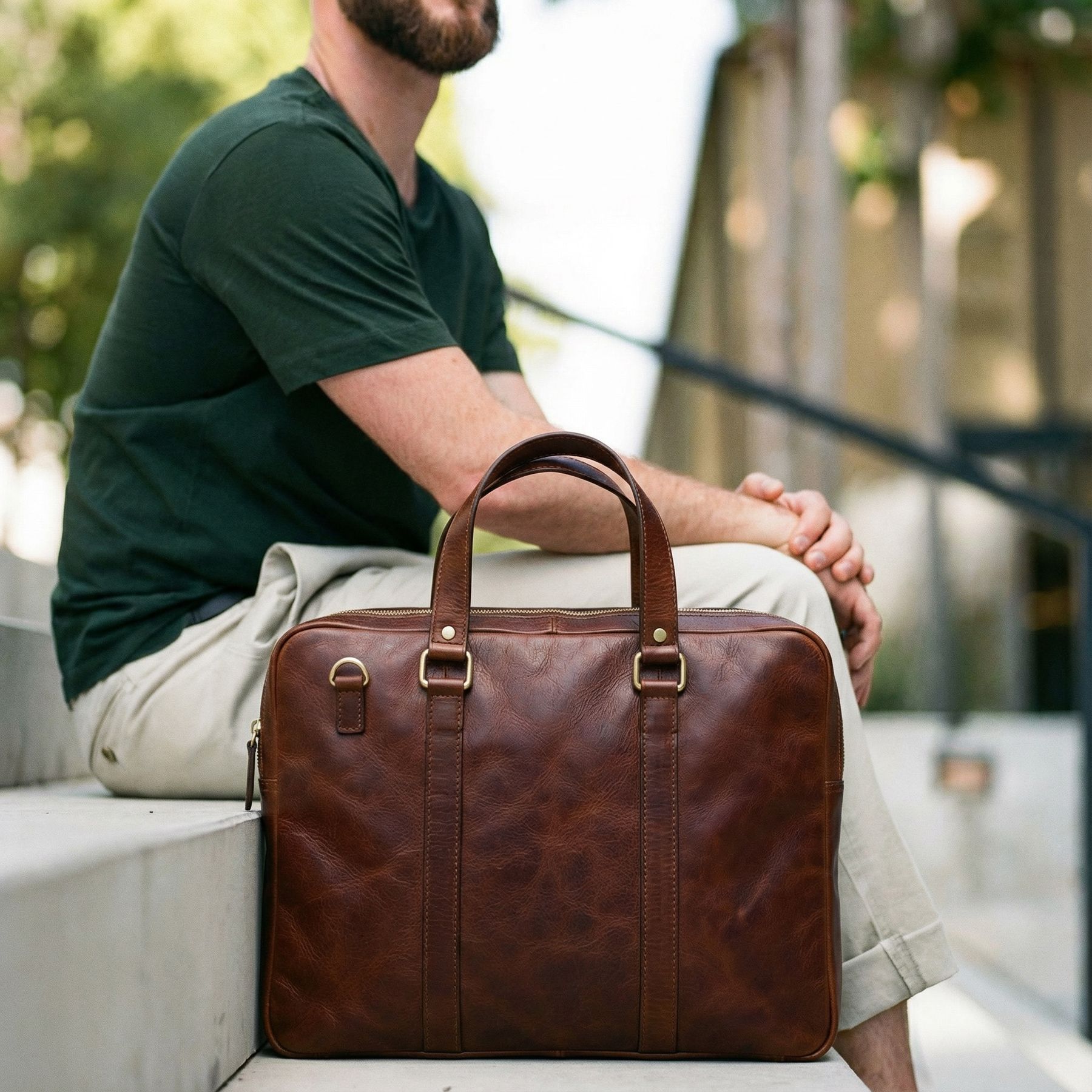 SID & VAIN business office work shoulder bag laptop case Smooth Leather black laptop bag Shoulder Bag