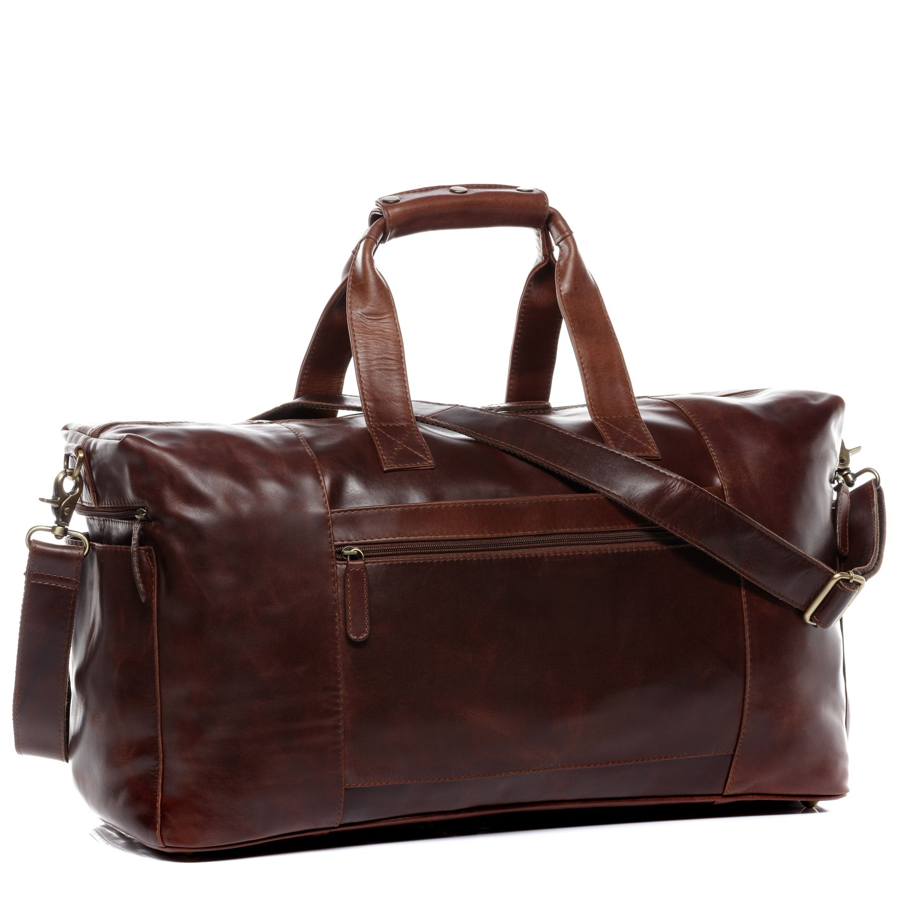FERGÉ Reisetasche Leder BRISTOL SIDE braun Weekender 48251