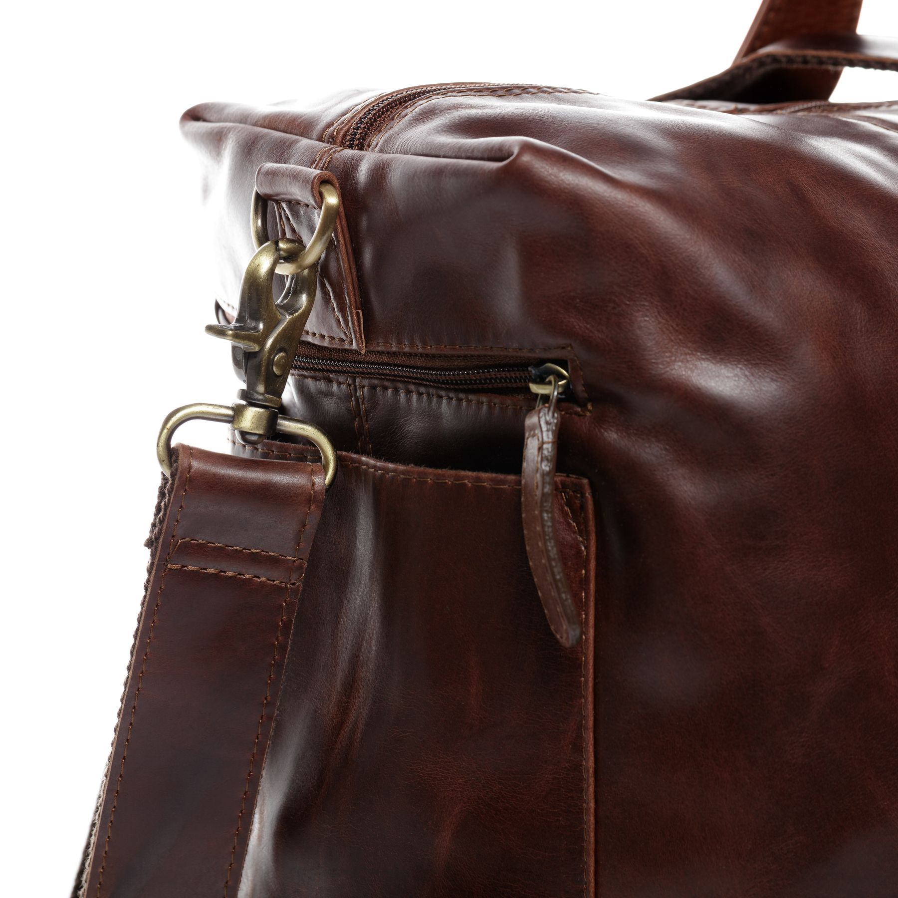 FERGÉ Reisetasche Leder BRISTOL SIDE braun Weekender 48254