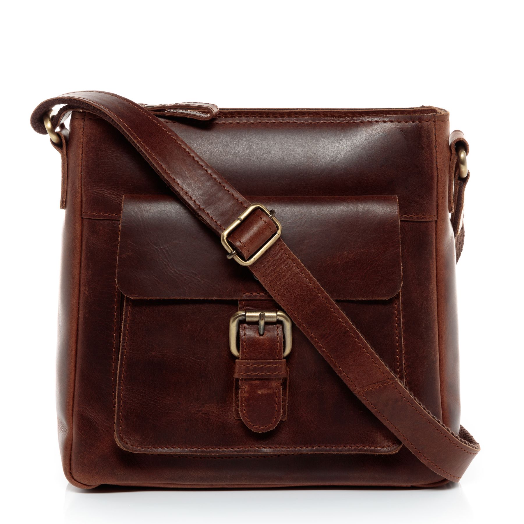 FERGÉ Schultertasche Leder braun PARIS Handtasche Leder 48263