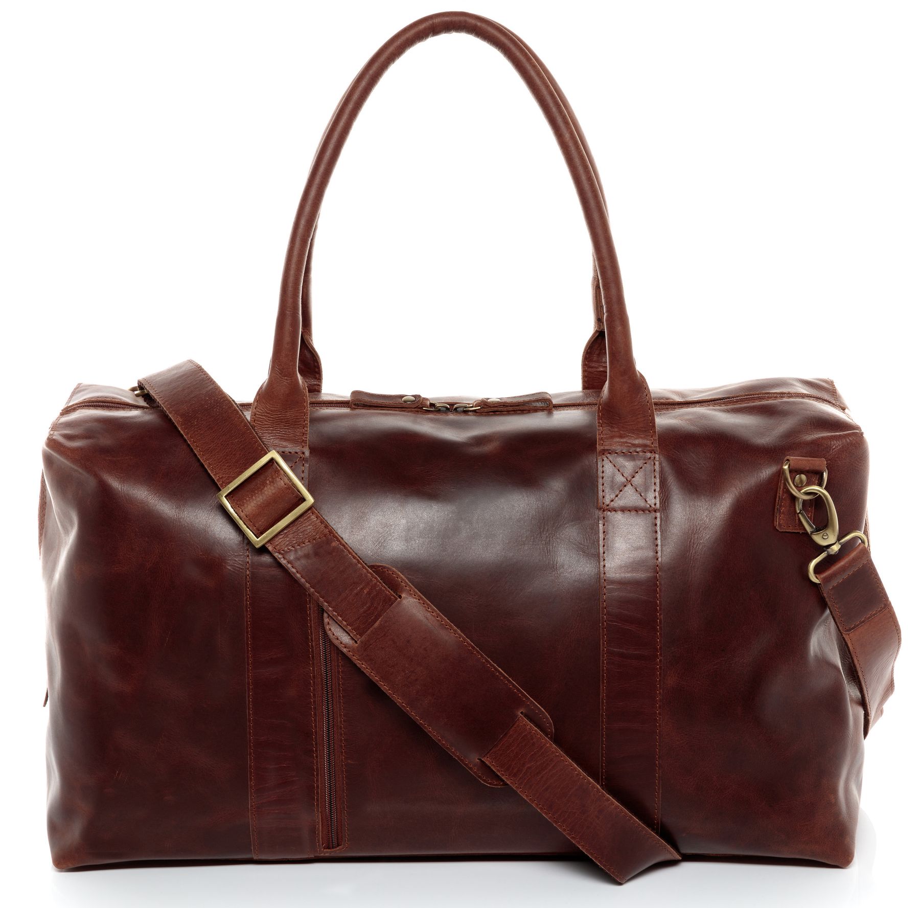 FERGÉ Reisetasche Leder YALE ZIP braun Weekender 48338