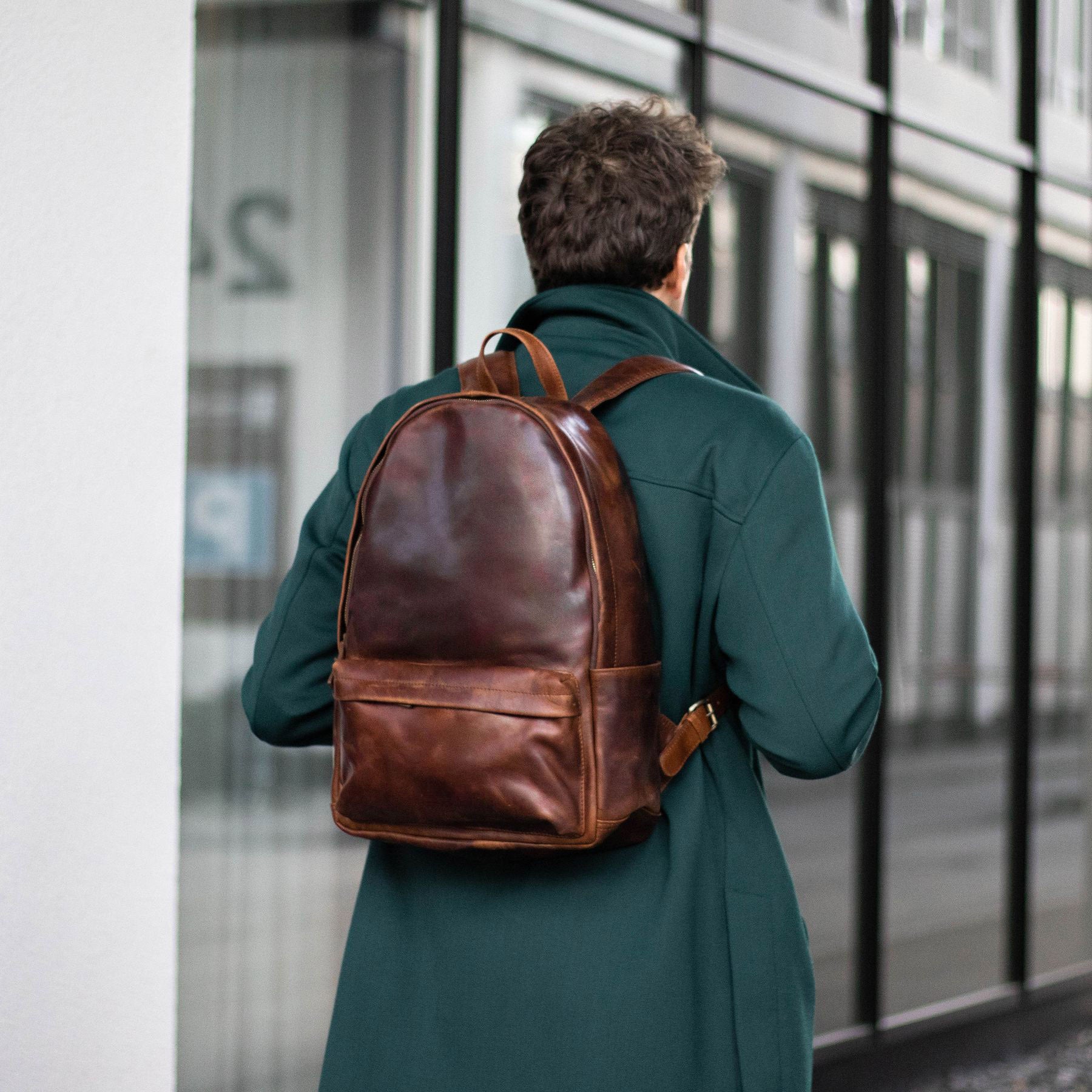 FERGÉ XL Rucksack Leder ARCHIE braun Fahrradrucksack 48488